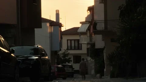 Sunset on street. Stock Footage 200010786