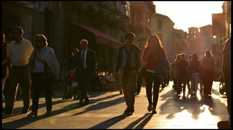 Sunset street people timelapse. Stock Footage