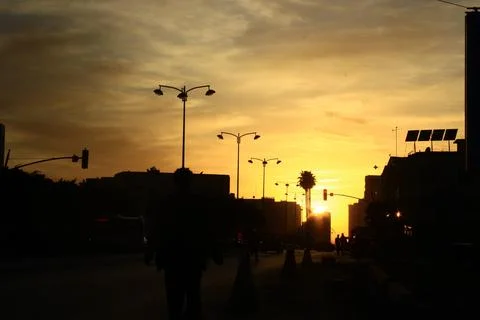 Sunset street Stock Photos