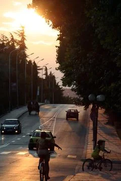 Sunset on the Street Stockfoto's