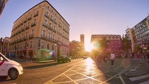Sunset in the streets of Madrid Video stock 75450792