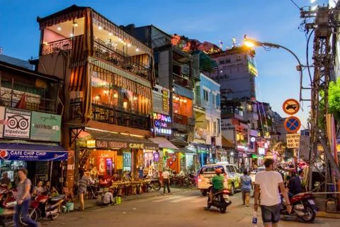 Sunset in the streets of Saigon Stock Photos