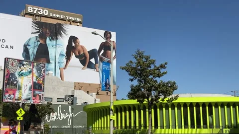 The Sunset Strip Billboards Architecture Medium Pan Stock Footage Stock Footage 154606738