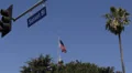 Sunset Strip Boulevard Sign, Palm Tree, Traffic Light, Los Angeles, Vacation HD Footage