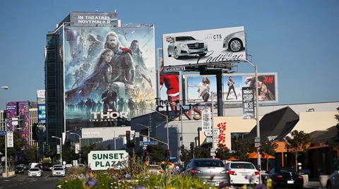 Sunset Strip on Sunset Bouleward in Los Angeles, California Stock Footage 32328665