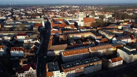 Sunset in the suburbs of Germany. Drone.  River in the city. Boats in the water. Stock Footage 231785800