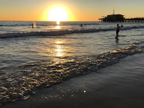 Sunset on the summer beach Stock-Fotos