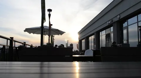 Sunset in a summer cafe Stock Footage 67286323