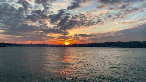 Sunset from a summer evening in istanbul Stock Footage 172015984