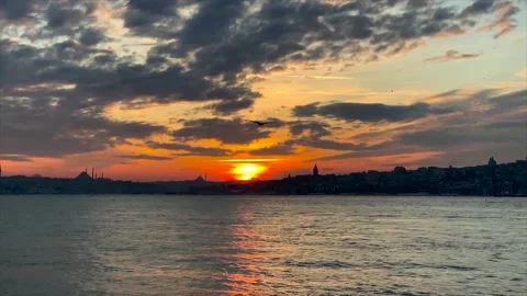 Sunset from a summer evening in istanbul Stock Footage 172016473