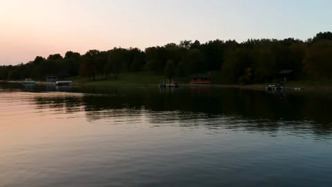 Sunset on a Summer Lake Pan Stock Footage 145241504