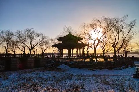 Sunset in Summer Palace Stock Photos