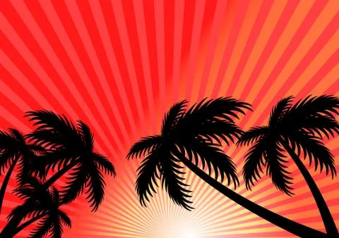 Sunset summer vector background Illustrazione stock