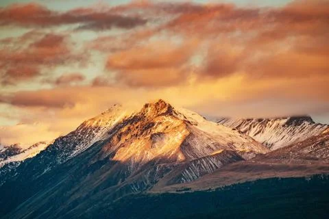 Sunset on the Summit of Mt. Cook and La Perouse in New Zealand Foto stock