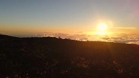 Sunset at the summit view at Haleakala Volcano Crater,Maui,Hawaii,USA Stock Footage 116965865