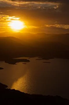 Sunset sun forest lake Stock Photos