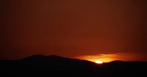 Sunset, Sun Goes Down Behind Mountains, Dying Sun Stock Footage 262267459