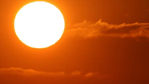 Sunset sun in hot summer sky Video stock 149212282