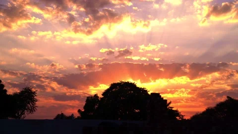 Sunset sun ray clouds time laps Stock Footage 230481326