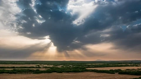 Sunset with sun rays, 4k, time lapse Stock Footage 50580982