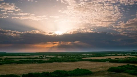 Sunset with sun rays, 4k time lapse Stock Footage 50582887