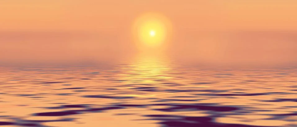 Sunset sun reflection in the water sunset Golden pink border Stock Illustration