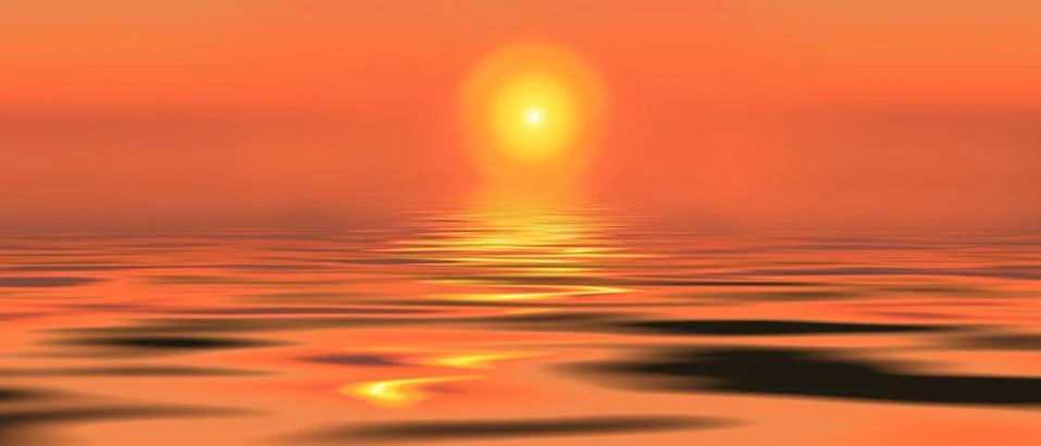 Sunset sun reflection in the water sunset Golden pink orange border Stock Illustration