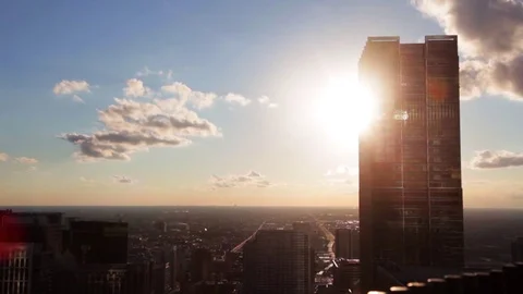 Sunset Sun Setting Time Lapse Over Buildings Urban 2 Stock Footage 79044956