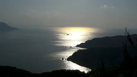 Sunset sunk at three-way five lakes Stock Footage 162289371