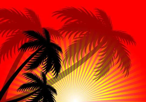 Sunset sunlight summer vector background Illustrazione stock