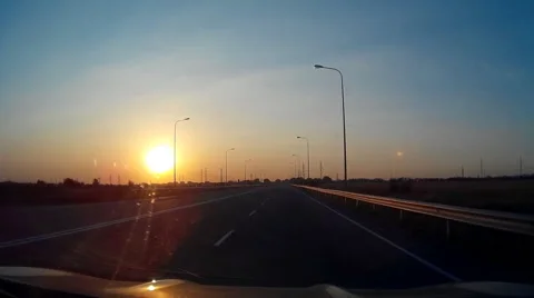Sunset Sunny Road Driving 30s Stock Footage 54366463