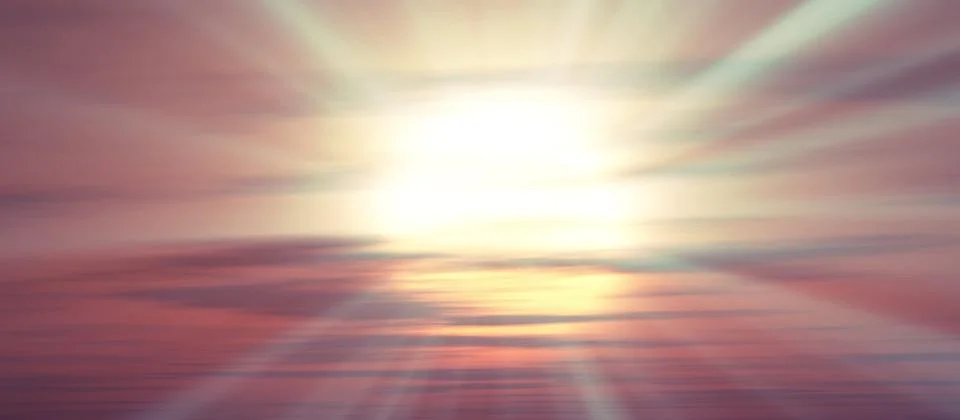 Sunset, sunrise with clouds, light rays , 3d illustration Stock Illustration