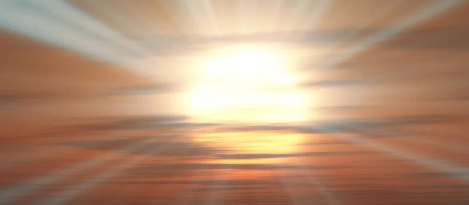 Sunset, sunrise with clouds, light rays , 3d illustration 스톡 일러스트