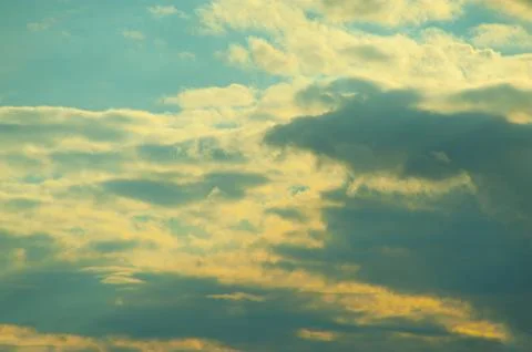 Sunset sunrise with clouds, light rays and other atmospheric effect Stock-Fotos