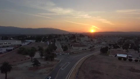Sunset / Sunrise Establishing Over Small Town Stock Footage 167249293