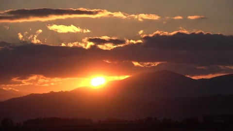 Sunset, Sunrise in Mountains, Sun Rays Clouds, Dramatic Alpine View, Camping Stock Footage 340755638