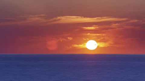 Sunset Sunrise Ocean Sea Clouds Menorca Balearic Island Spain Timelapse Video stock 310562154