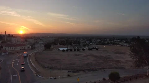 Sunset / Sunrise Over Small Town Stock Footage 167249163
