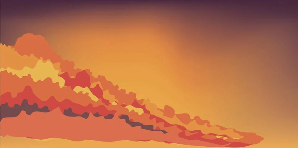 Sunset sunrise sky with clouds vector illustration Stock Illustration