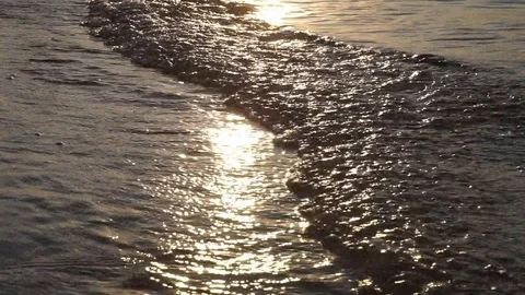 Sunset/ sunrise - sun, sky, waves, flying birds - ocean/ sea shore. Stock Footage 118117968