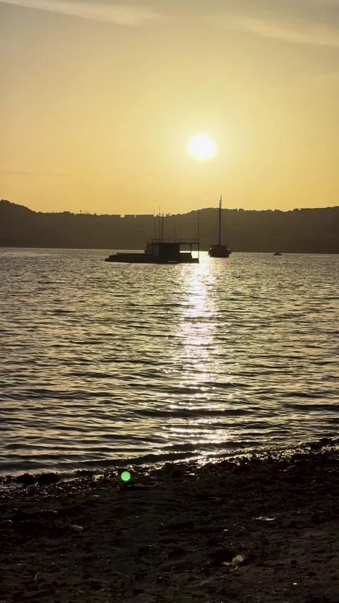 Sunset sunrise view nsunset view landscape A seaside sunset is a beautifu Stock Footage 280801221