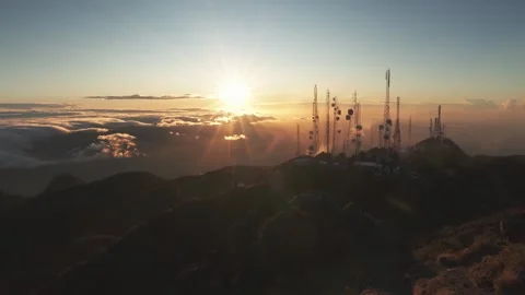 Sunset sunrise views from the top of a hill in Volcano Baru in Panama Stock Footage 255055639