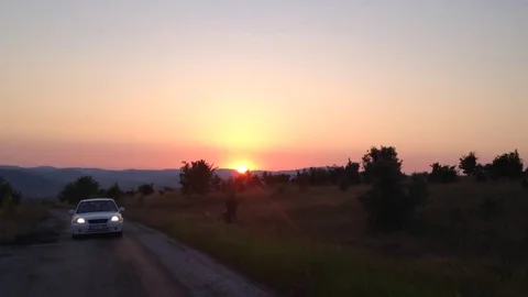 Sunset from the sunroof Stock Footage 83189514