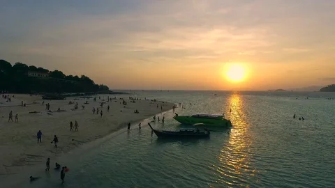 Sunset at sunset beach, koh Lipe, Satun, Thailand Stock Footage 106799627
