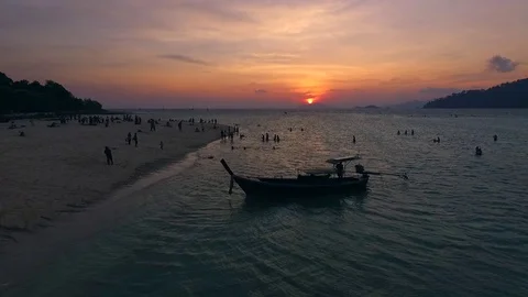 Sunset at sunset beach, koh Lipe, Satun, Thailand Stock Footage 106799777