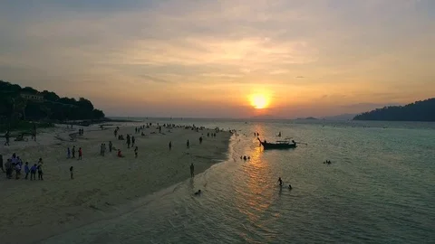 Sunset at sunset beach, koh Lipe, Satun, Thailand Stock Footage 106799781