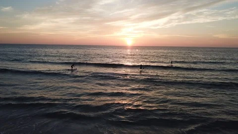 Sunset SUP surf Stock Footage 90801429