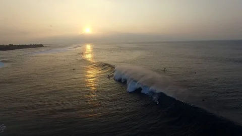 Sunset Surf drone aerial 스톡 동영상 92765217