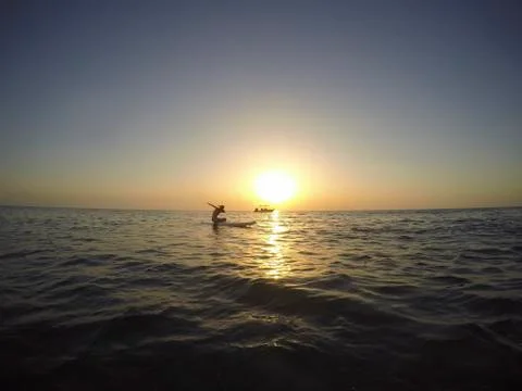 Sunset surf post Foto stock