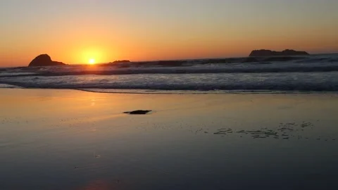 Sunset, surfer, and beach Видео 235723882